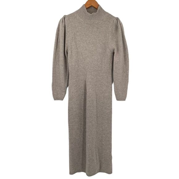 Ba&sh NWT Felicity Ballon Sleeve Mock Neck Wool blend Maxi Sweater Dress Small - Picture 3 of 14